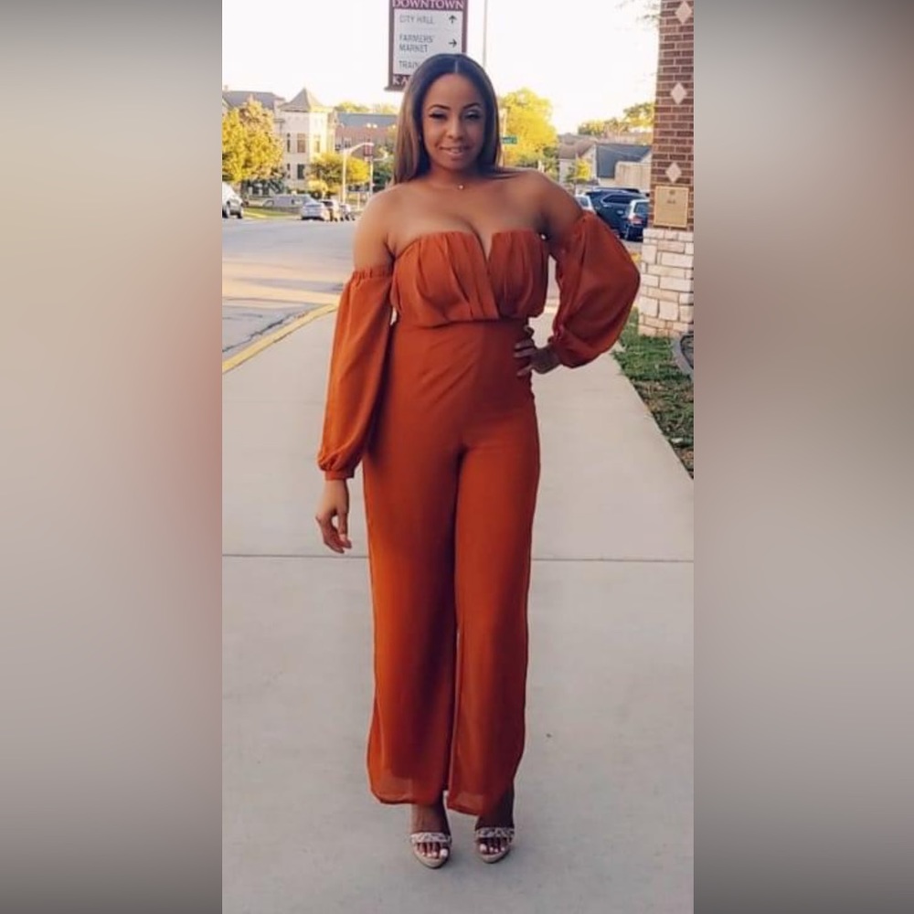 Fashion Nova LARGE (rusted) orange colored jumpsuit!!